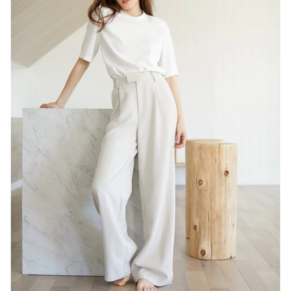 Business Essential Ivory Wide Slacks